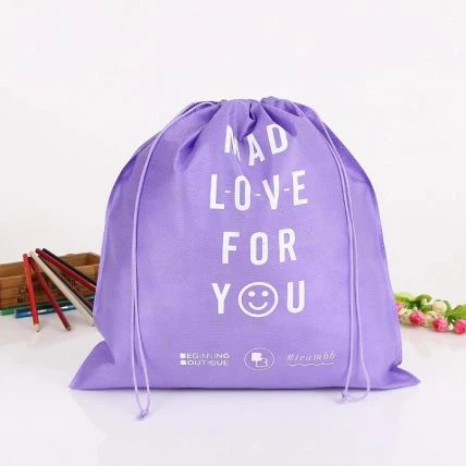 Küçük MOQ Logo baskı dokuma olmayan drawstring Çanta